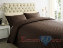250TC 100% EGYPTIAN COTTON SATEEN STRIPE Duvet Quilt Cover Bedding Set Duvet Cover / Super King / Brown - Exclusive Deals Ltd - Exclusive Deals