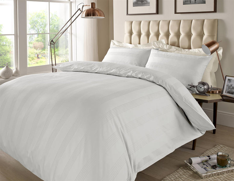 400 TC Multi Stripe Duvet Cover Set and Housewife Pillowcases White / Single - Exclusive Deals Ltd - Exclusive Deals