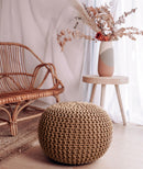 Chunky Knitted Pouffe – Moroccan-inspired Elegance