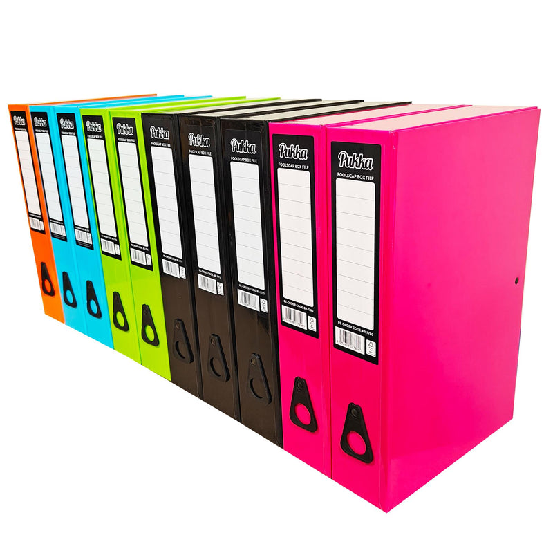 Pukka A4 Foolscap Box Files Assorted - Pack of 10