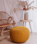 Chunky Knitted Pouffe – Moroccan-inspired Elegance