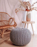Chunky Knitted Pouffe – Moroccan-inspired Elegance