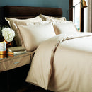 350 TC Micro Check Duvet Cover And Housewife Pillowcases 100% Pure Cotton Latte / Single - Exclusive Deals Ltd - Exclusive Deals