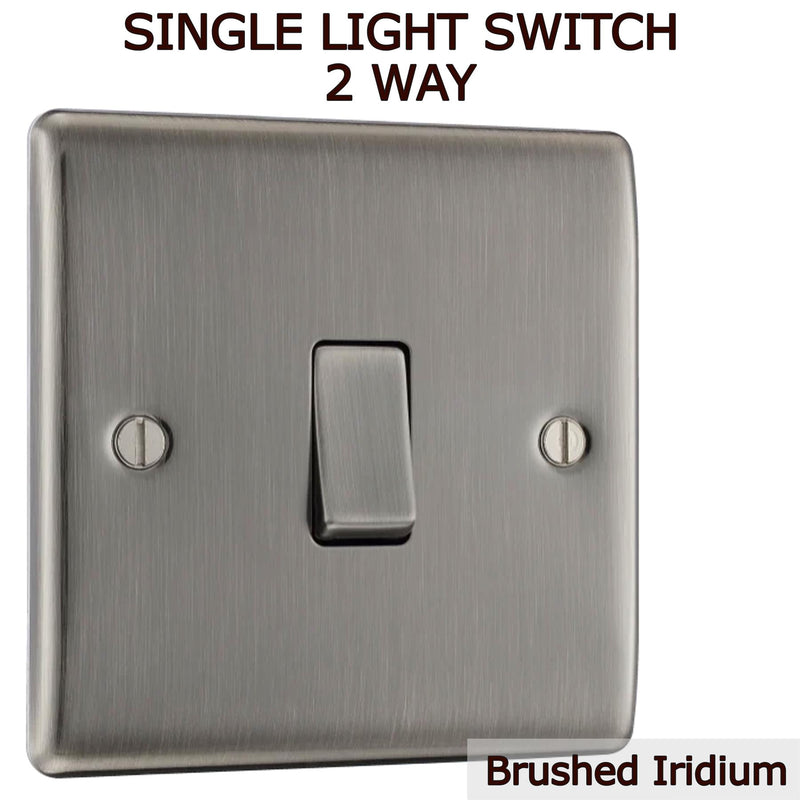 BG Metal Single Light Switch Various Brushed Iridium 10AX - Exclusive Deals Ltd - Exclusive Deals