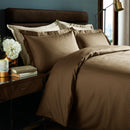 350 TC Micro Check Duvet Cover And Housewife Pillowcases 100% Pure Cotton Caramel / Single - Exclusive Deals Ltd - Exclusive Deals