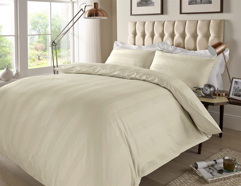 400 TC Multi Stripe Duvet Cover Set and Housewife Pillowcases Cream / Single - Exclusive Deals Ltd - Exclusive Deals