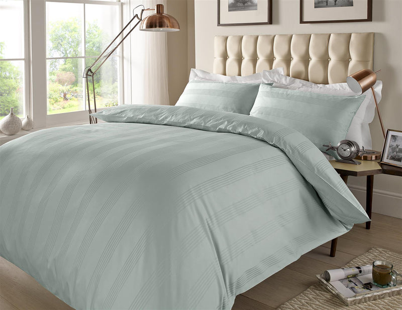 400 TC Multi Stripe Duvet Cover Set and Housewife Pillowcases Duck Egg / Single - Exclusive Deals Ltd - Exclusive Deals