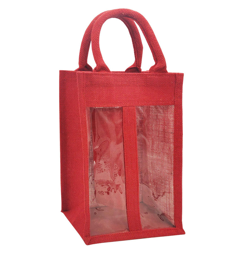 Jute Bottle Bags Red / Double - Exclusive Deals Ltd - Exclusive Deals