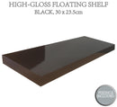 Sleek High Gloss Black Floating Shelf - Versatile Sizes Available