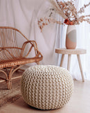Chunky Knitted Pouffe – Moroccan-inspired Elegance