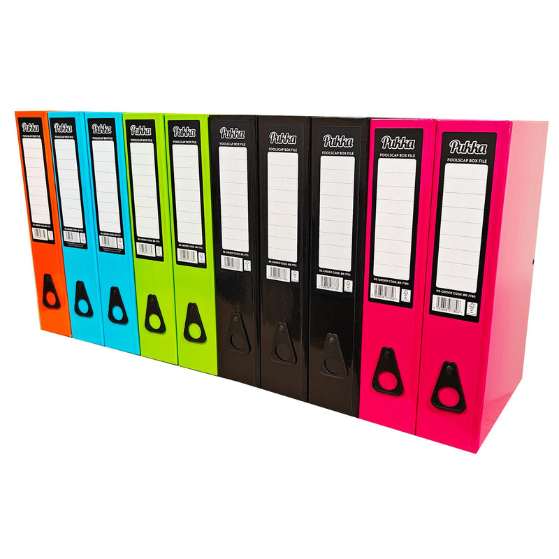 Pukka A4 Foolscap Box Files Assorted - Pack of 10