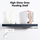 Modern High Gloss Grey Floating Shelves - Explore Sizes Here!