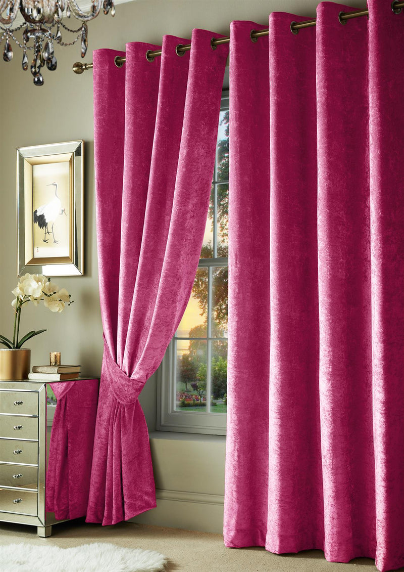 Crushed Velvet Eyelet Curtains Pink / 90 x 90" - Exclusive Deals - Exclusive Deals