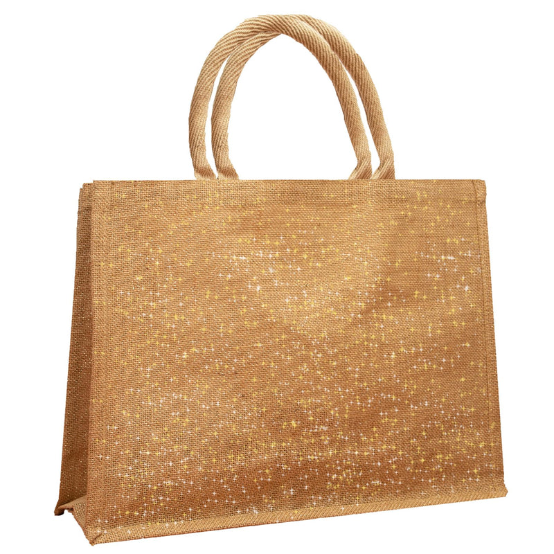 Large Jute Shopping Bags Glitter Natural - Exclusive Deals - Exclusive Deals