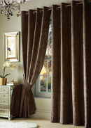 Crushed Velvet Eyelet Curtains Brown / 66 x 72" - Exclusive Deals - Exclusive Deals