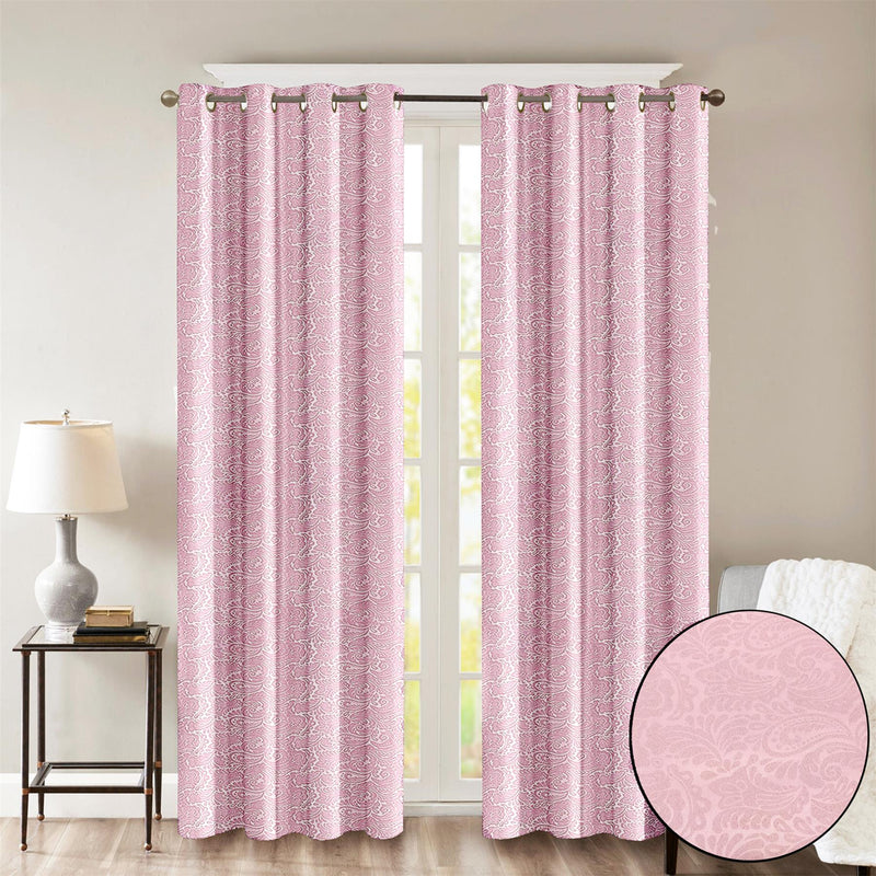 Embossed Eyelet Curtains Light Pink / 66 x 54'' - Exclusive Deals - Exclusive Deals