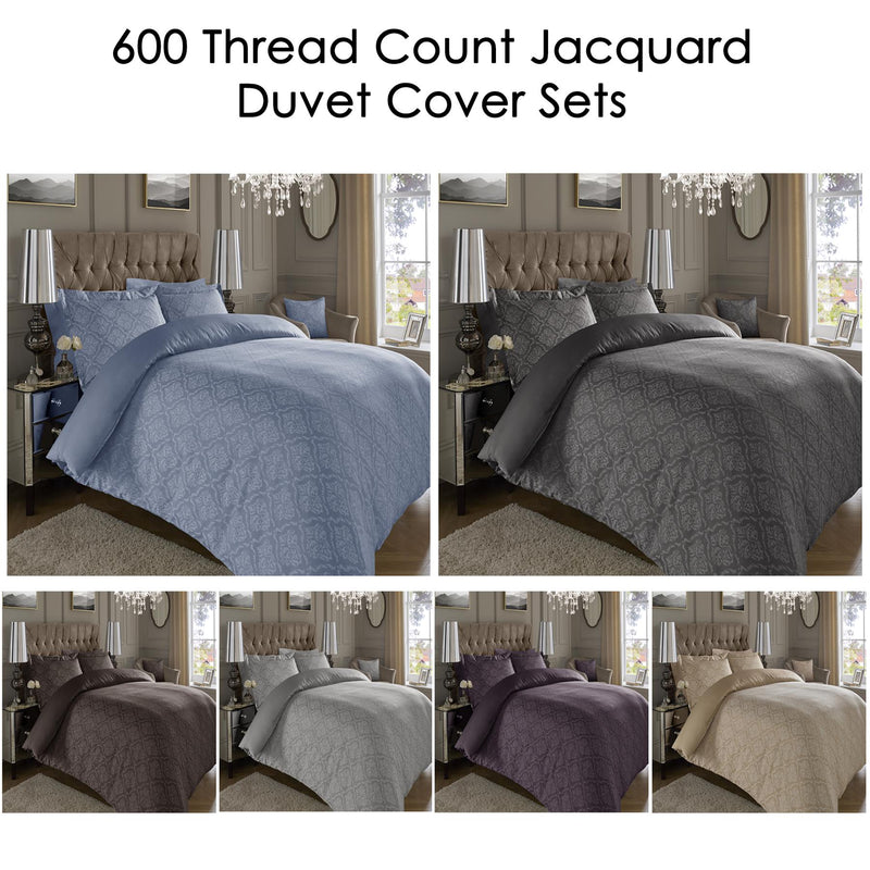 600 TC Jacquard Duvet Cover Set Oxford Pillowcases