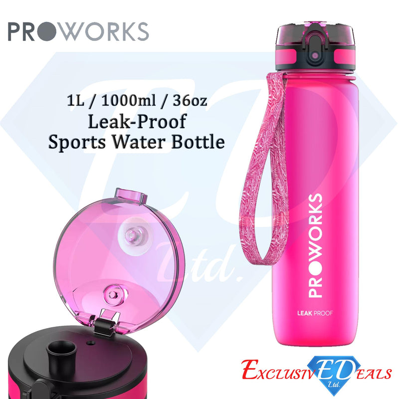 Proworks Leakproof Bottle 1L Pink - Exclusive Deals Ltd - Exclusive Deals