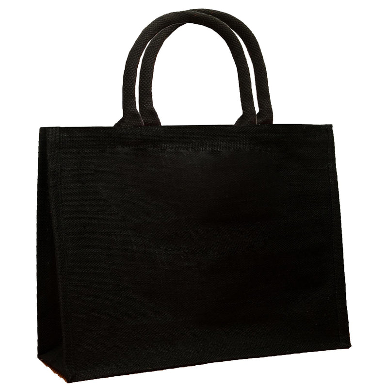 Large Jute Shopping Bags Plain Black - Exclusive Deals - Exclusive Deals