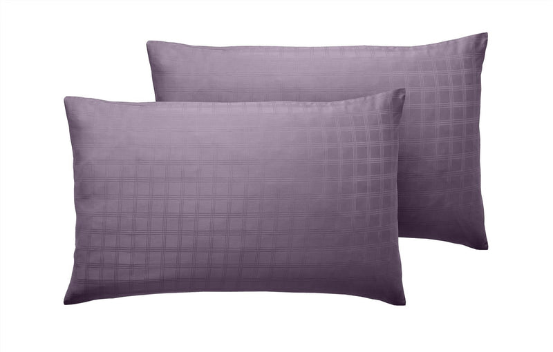 400 TC Sateen Check Housewife Pillowcase 45 x 75cm Purple - Xquisite Home Furnishings - Exclusive Deals