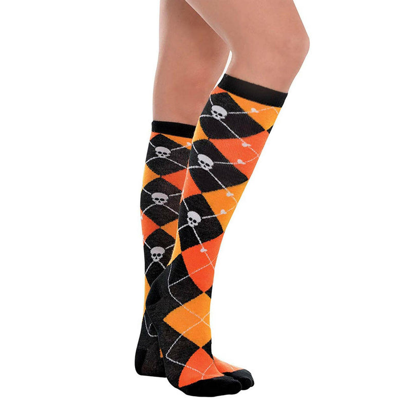 Women's Over The Knee Socks Orange Argyle [Size 6/8] - Exclusive Deals Ltd - Exclusive Deals