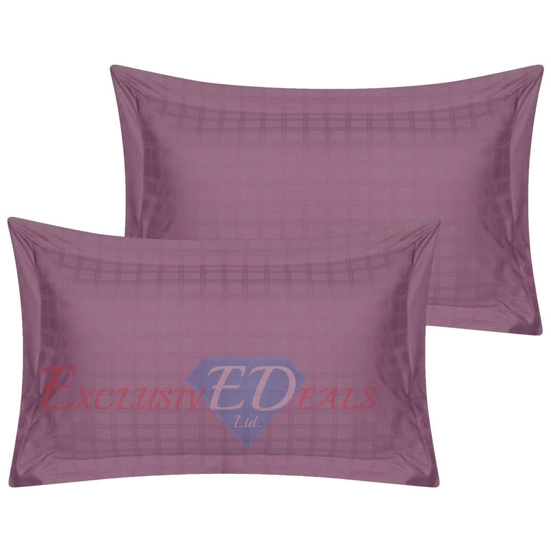 Luxury 400 TC Sateen Check Duvet Cover Bedding Set 100% Cotton High Quality 2 x Pillowcases / Oxford / Wine - Exclusive Deals Ltd - Exclusive Deals