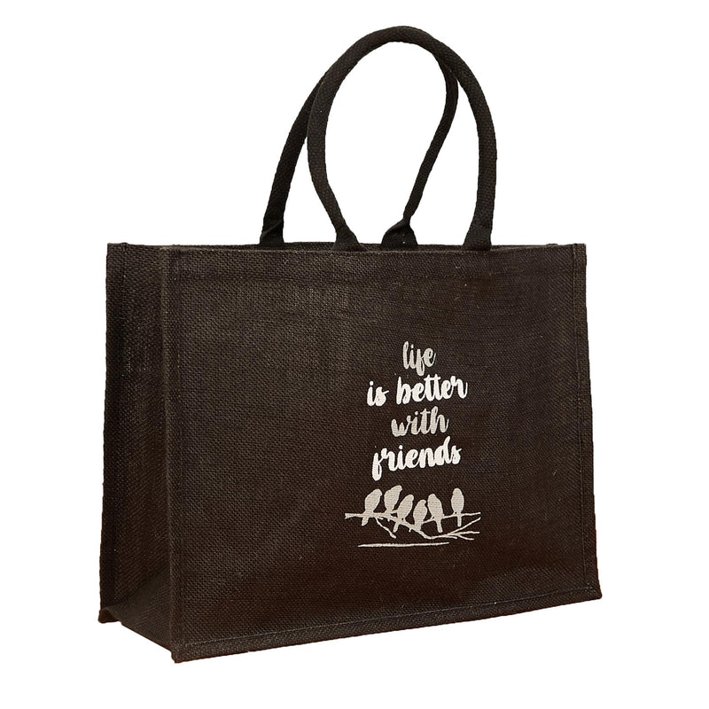 Large Jute Shopping Bags Life Is Better With Friends - Exclusive Deals - Exclusive Deals