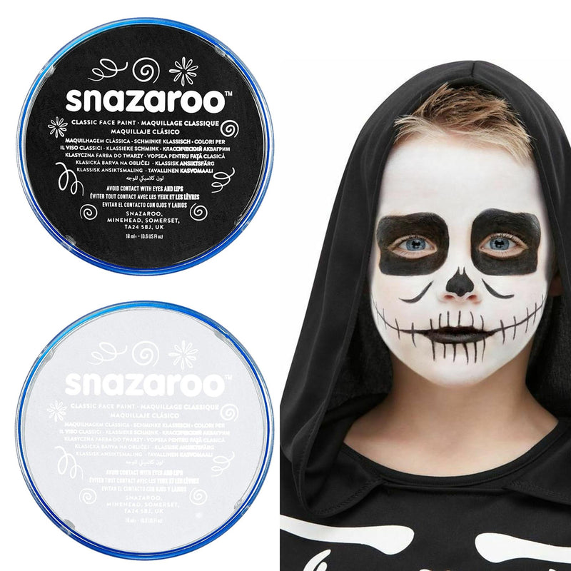 Snazaroo SKELETON Halloween Set Black & White & Face & Body Paint Make Up - Snazaroo - Exclusive Deals