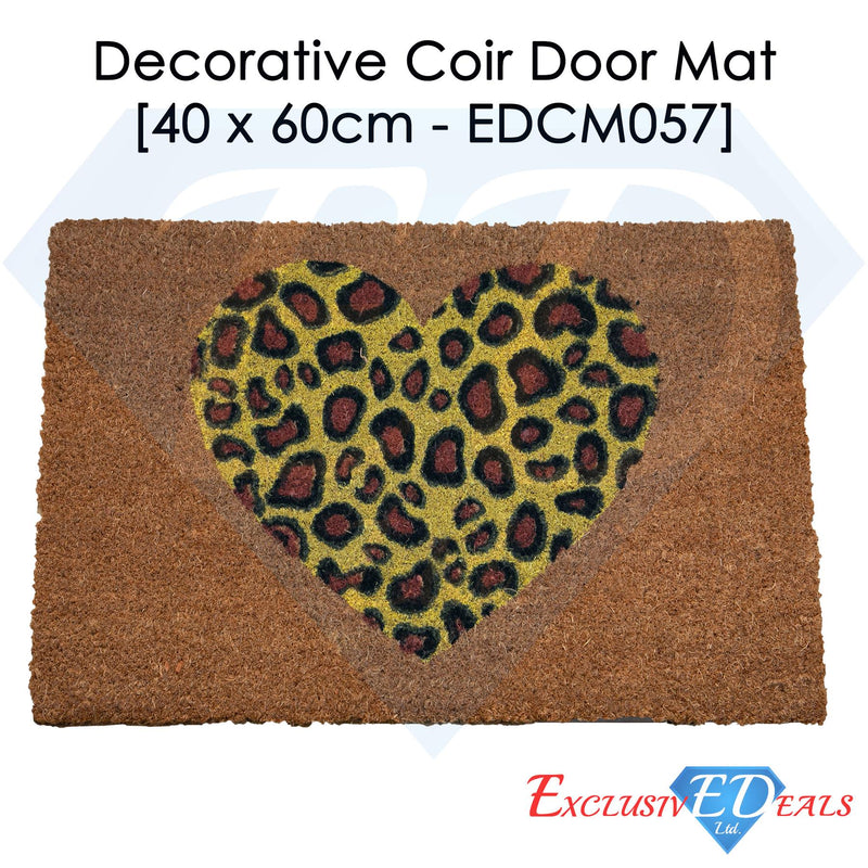 Leopard Heart Coir Door Anti-Slip Household Mat 40 x 60cm - Exclusive Deals - Exclusive Deals