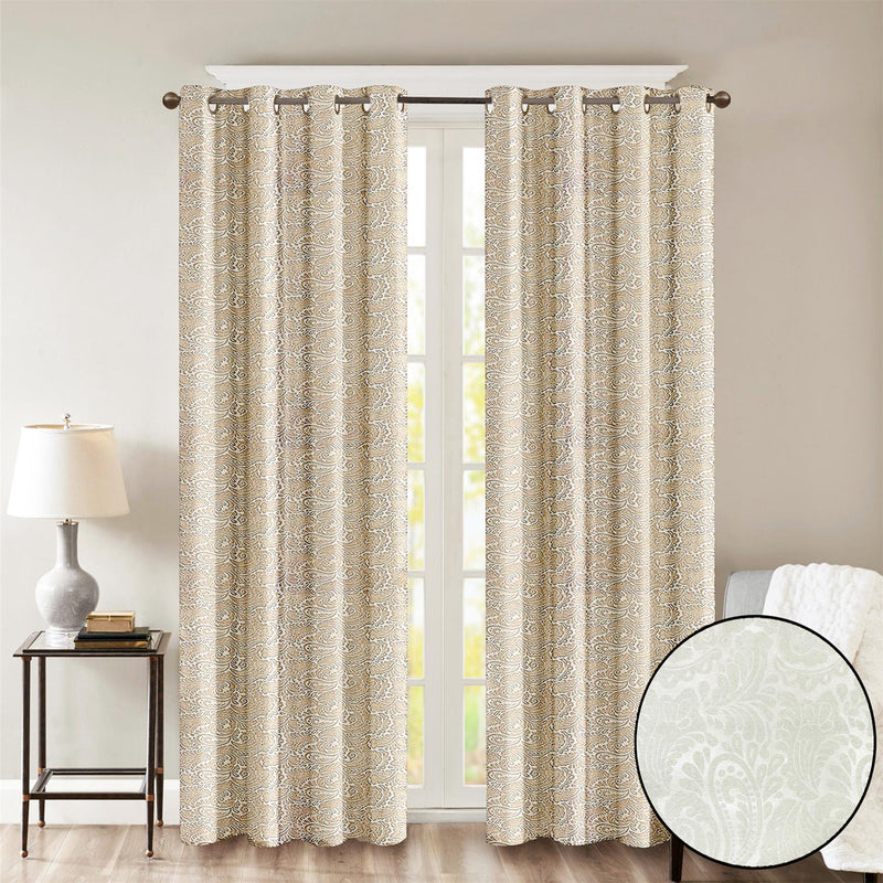 Embossed Eyelet Curtains Cream / 66 x 90'' - Exclusive Deals - Exclusive Deals