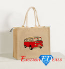 Camper Van Red Jute Shopping Bag Hessian - Exclusive Deals Ltd - Exclusive Deals