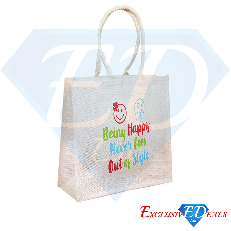 Jute Bag (H30xW29) - Happy Never Goes Out Of Style - Exclusive Deals - Exclusive Deals
