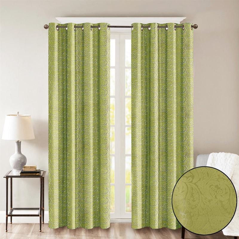 Embossed Eyelet Curtains Green / 66 x 54'' - Exclusive Deals - Exclusive Deals