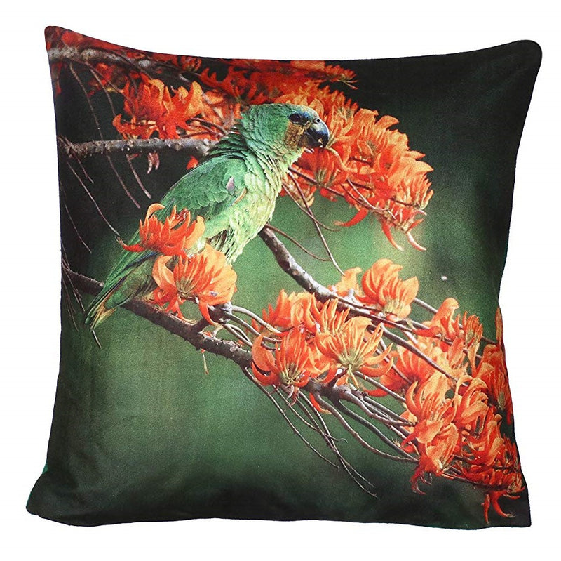 Green Parrot Cushion Cover Plush Velvet - Exclusive Deals Ltd - Exclusive Deals