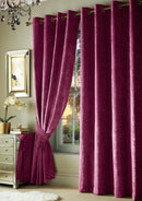 Crushed Velvet Eyelet Curtains Plum / 66 x 72" - Exclusive Deals - Exclusive Deals