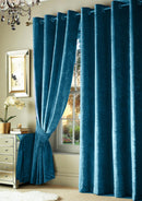 Crushed Velvet Eyelet Curtains Navy Blue / 46 x 72" - Exclusive Deals - Exclusive Deals