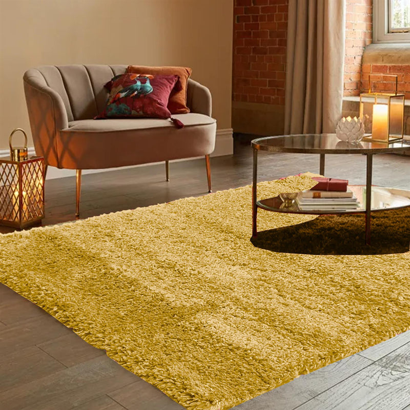 No-Shed Shaggy Rugs with Oeko-Tex Cerificate (safe for babies and pets) Mustard Gold / 115 x 170cm (45 x 67'') - Exclusive Deals Ltd - Exclusive Deals