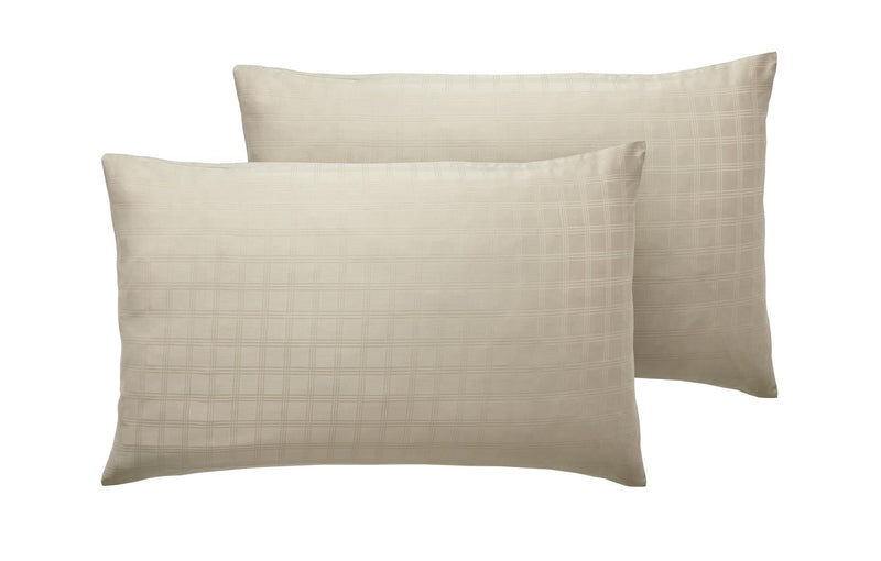 Luxury 400 TC Sateen Check Duvet Cover Bedding Set 100% Cotton High Quality 2 x Pillowcases / Housewife / Latte - Exclusive Deals Ltd - Exclusive Deals