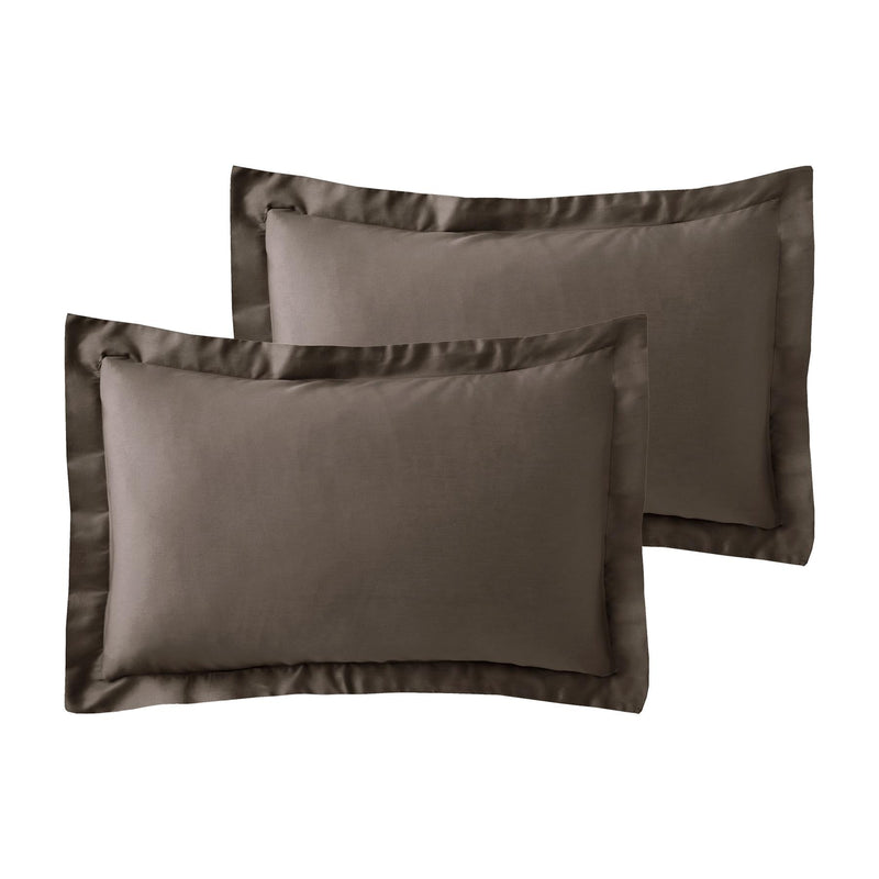 600 TC Cotton Rich (Plain Dyed Oxford Pillowcase, Brown) - Exclusive Deals Ltd - Exclusive Deals