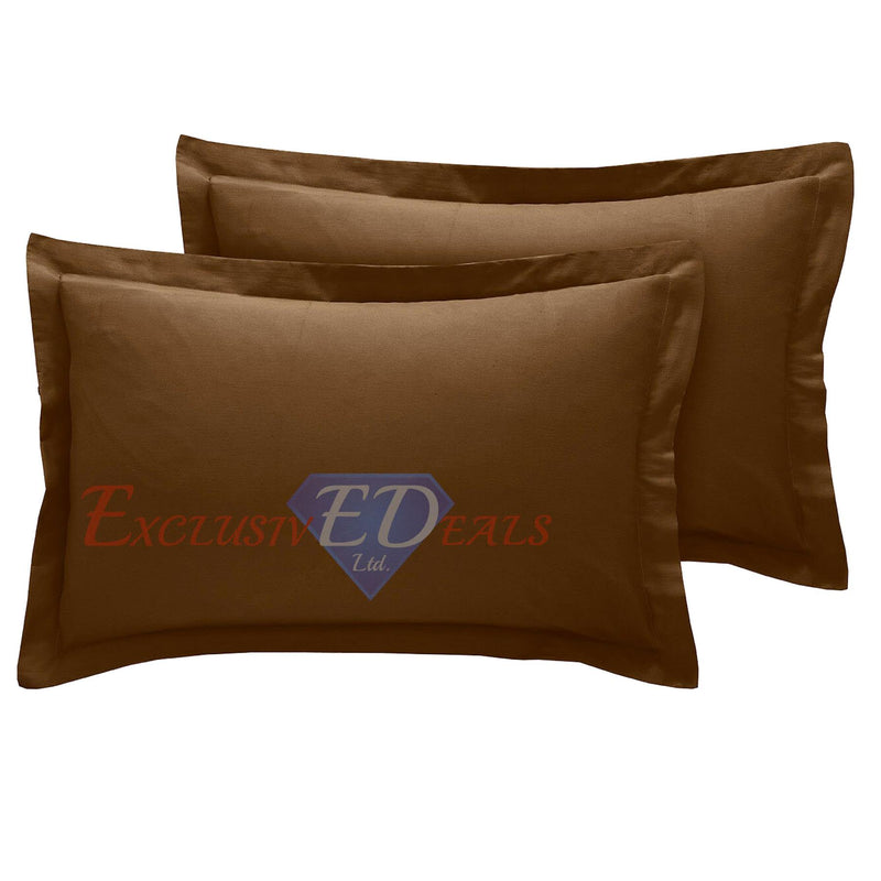 800 TC Plain Dyed Pillowcase (Oxford/HW) Pillowcase Pair / Oxford / Brown - Exclusive Deals Ltd - Exclusive Deals