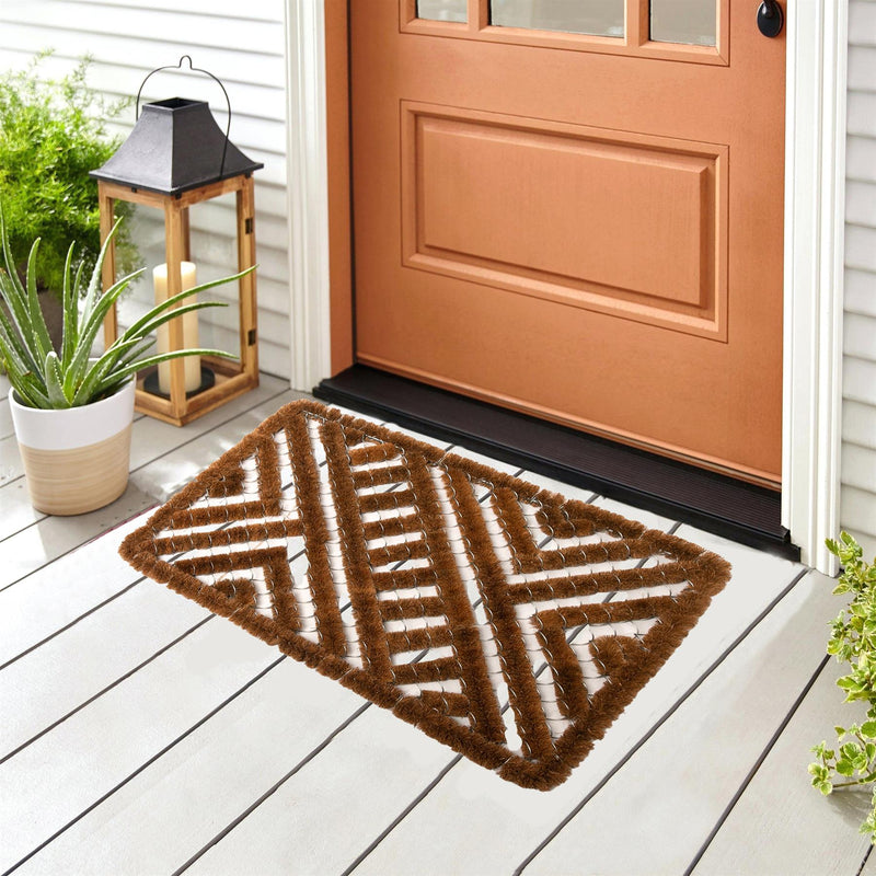 Natural Coir Door Wire Mats 40cm x 60cm Indoor & Outdoor Household Mat Pattern 2 - Exclusive Deals - Exclusive Deals