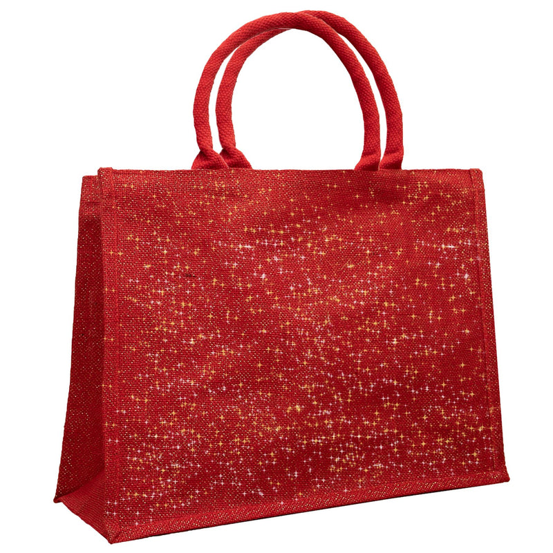 Large Jute Shopping Bags Glitter Red - Exclusive Deals - Exclusive Deals