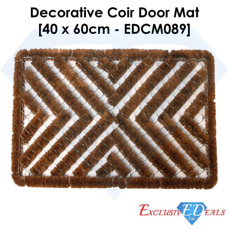 Natural Coir Door Wire Mats 40cm x 60cm Indoor & Outdoor Household Mat Pattern 3 - Exclusive Deals - Exclusive Deals