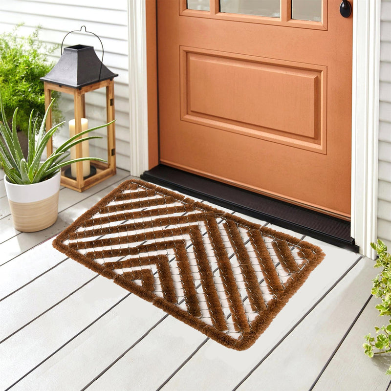 Natural Coir Door Wire Mats 40cm x 60cm Indoor & Outdoor Household Mat Pattern 5 - Exclusive Deals - Exclusive Deals