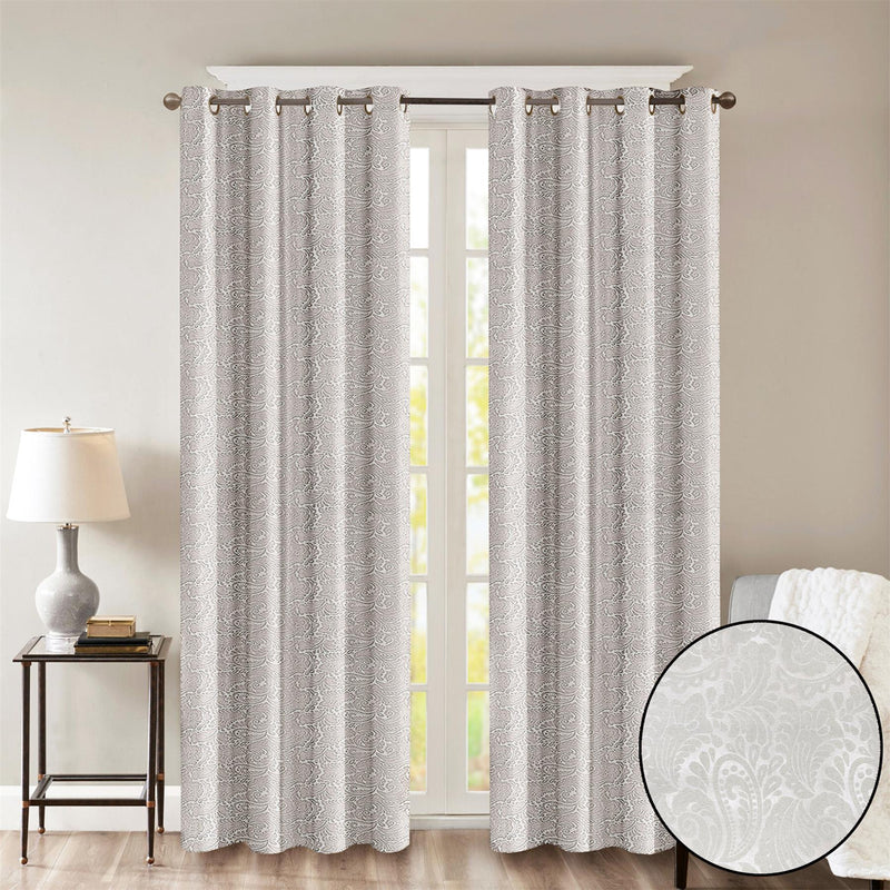 Embossed Eyelet Curtains Silver Grey / 66 x 54'' - Exclusive Deals - Exclusive Deals