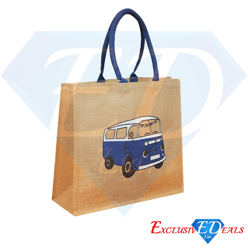 Jute Bag (H30xW29) - Blue Camper Van - Exclusive Deals - Exclusive Deals