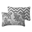 Damask Cushion Cover 30cm x 50cm Grey & White - Exclusive Deals Ltd - Exclusive Deals