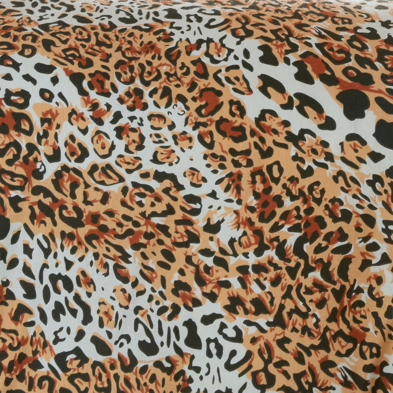 Brushed Cotton Printed Duvet Cover Leopard Check Stars Print Brushed Cotton / King / Orange Brown Leopard - Exclusive Deals Ltd - Exclusive Deals