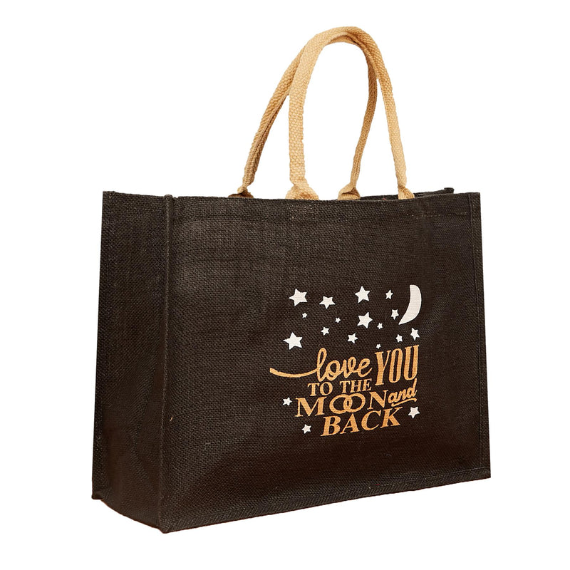 Large Jute Shopping Bags Love You To The Moon & Back - Exclusive Deals - Exclusive Deals