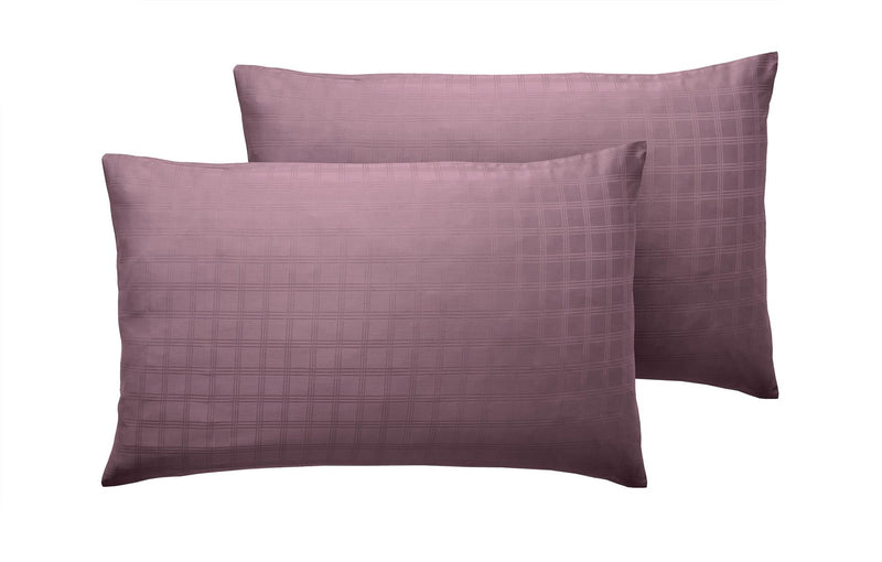 400 TC Sateen Check Housewife Pillowcase 45 x 75cm Wine - Xquisite Home Furnishings - Exclusive Deals